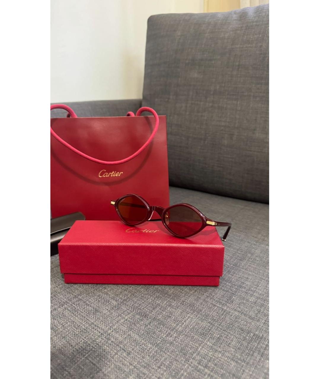 CARTIER Бордовые пластиковые солнцезащитные очки, фото 3