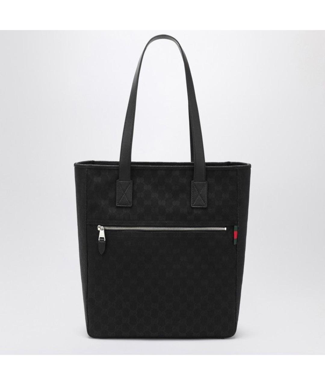 GUCCI Черная тканевая сумка тоут, фото 3