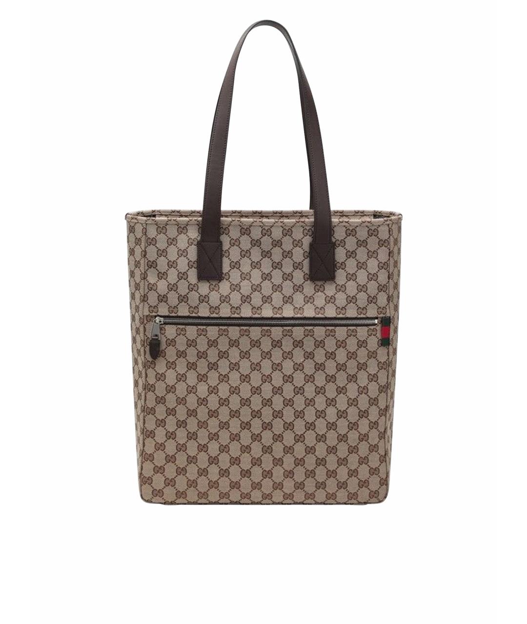 GUCCI Бежевая тканевая сумка тоут, фото 1