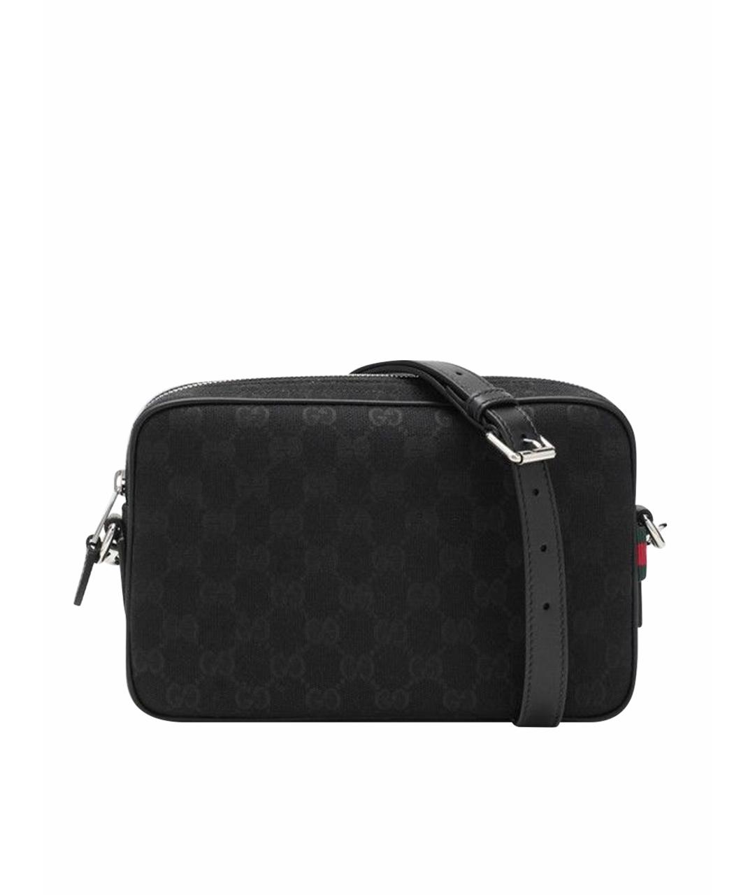 GUCCI Черная жаккардовая сумка на плечо, фото 1