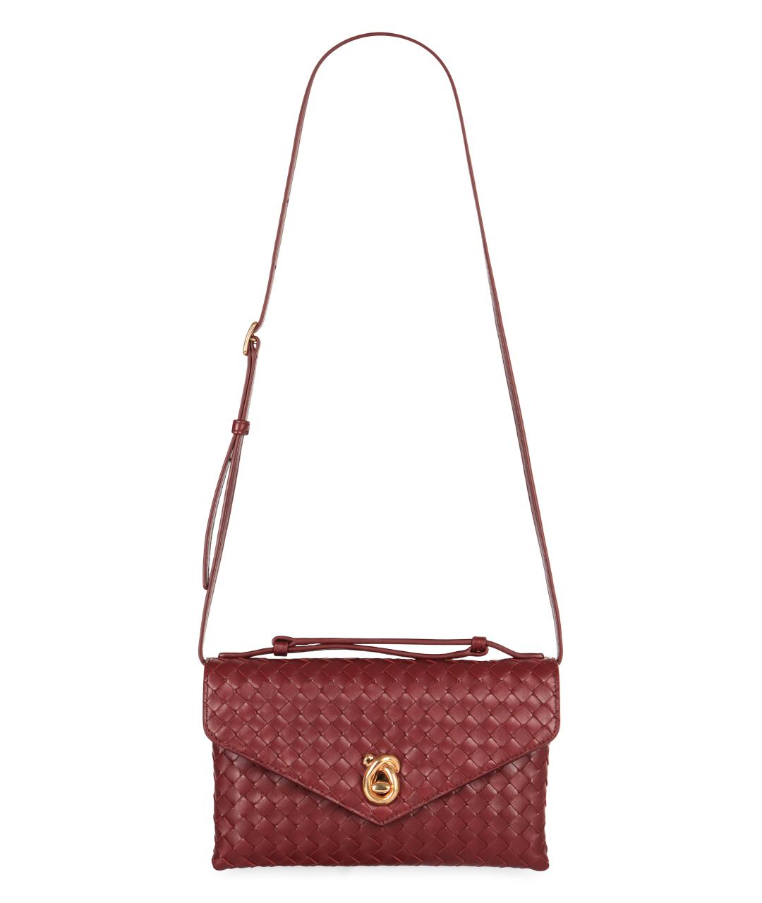 BOTTEGA VENETA Бордовая кожаная сумка через плечо, фото 5