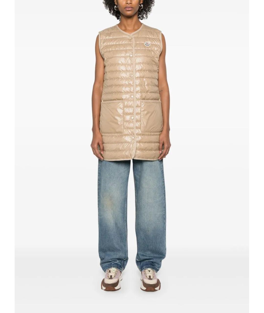 MONCLER Бежевая полиэстеровая парка, фото 4