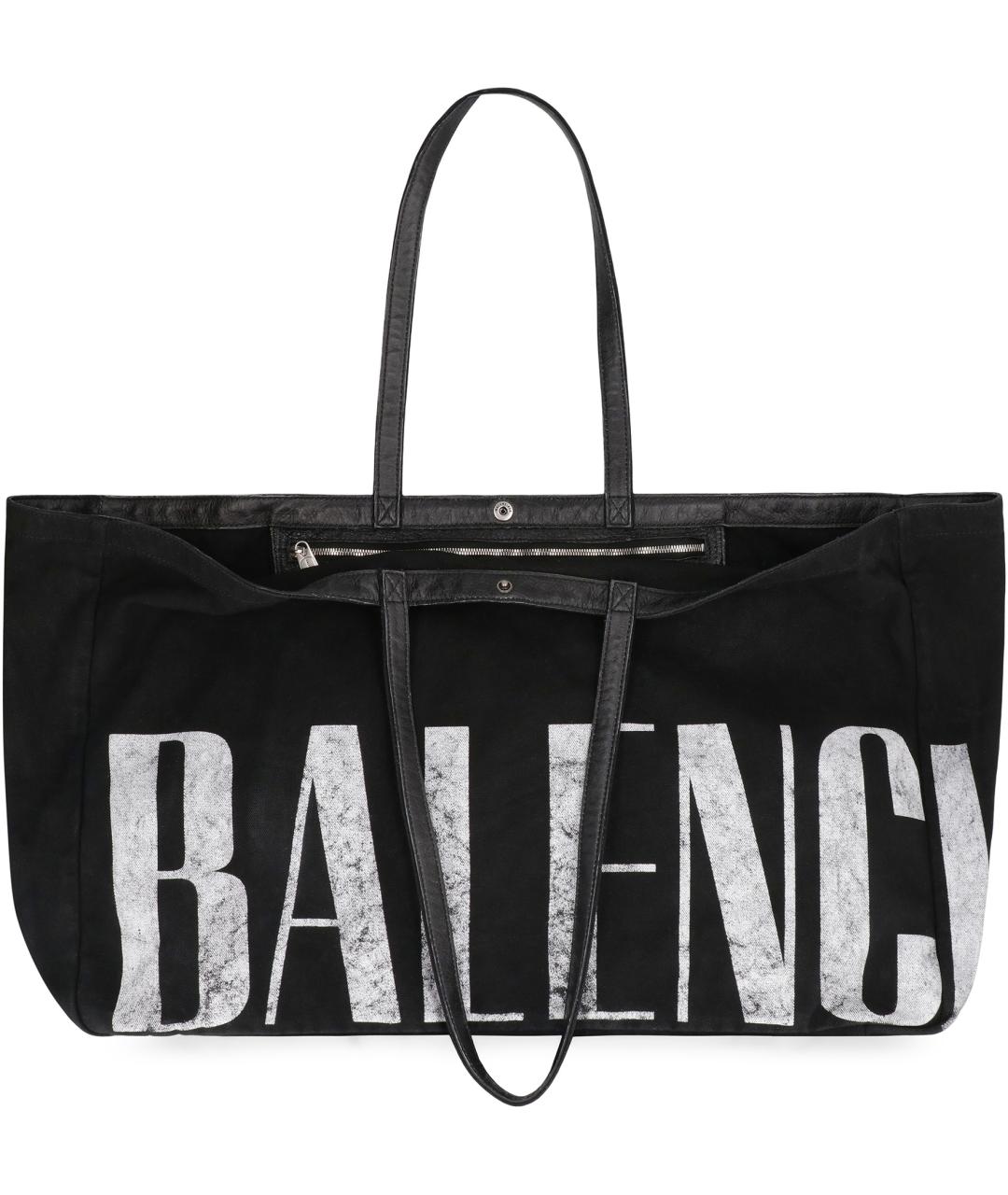 BALENCIAGA Черная тканевая сумка тоут, фото 4