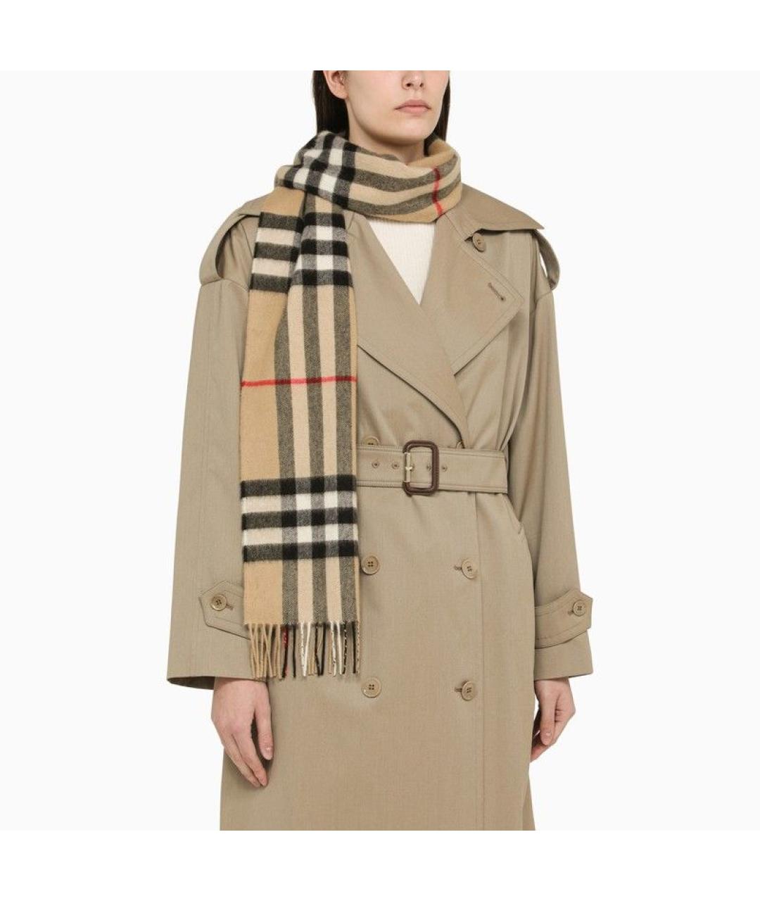 BURBERRY Бежевый кашемировый шарф, фото 4