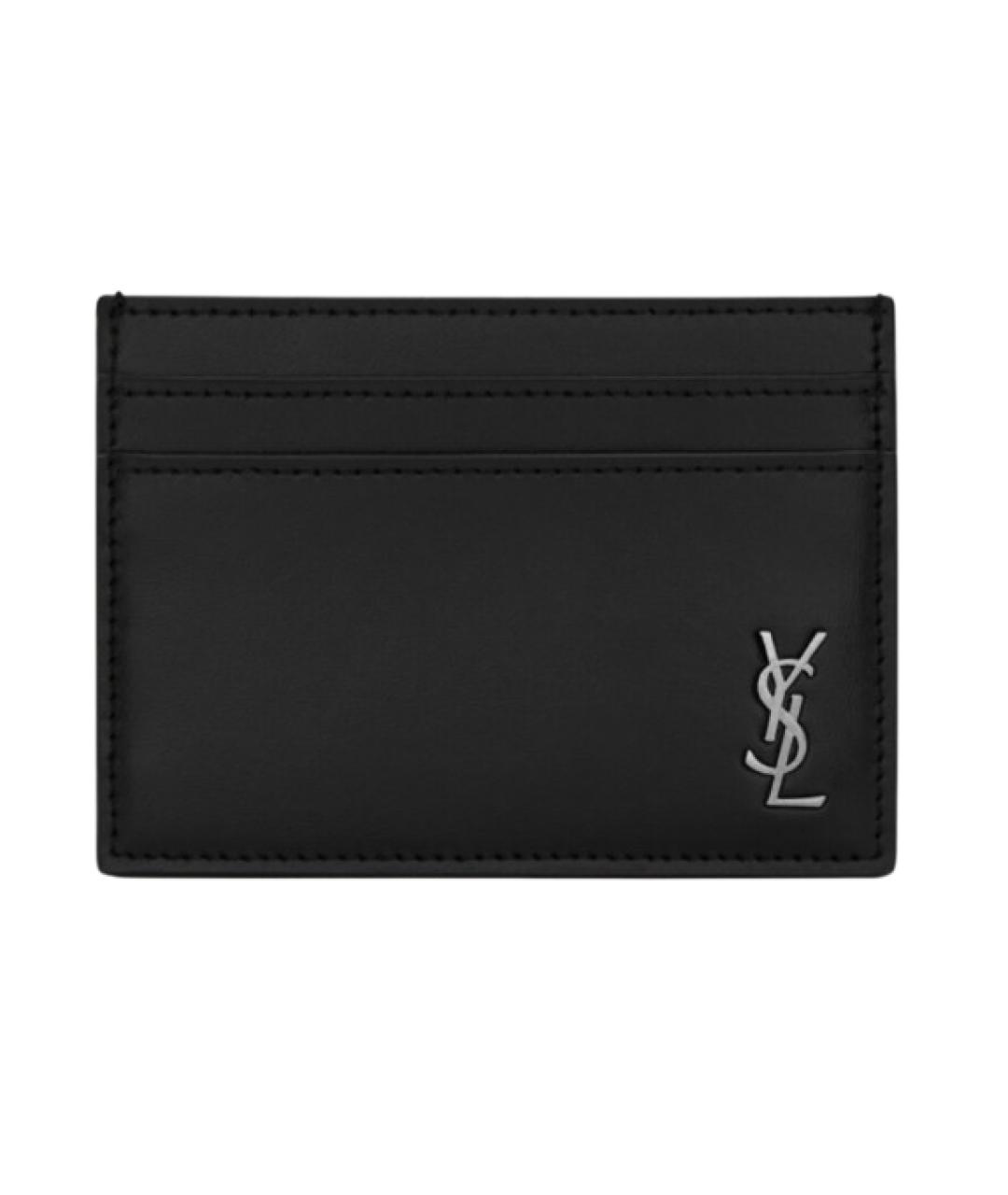 SAINT LAURENT Черный кожаный кардхолдер, фото 1