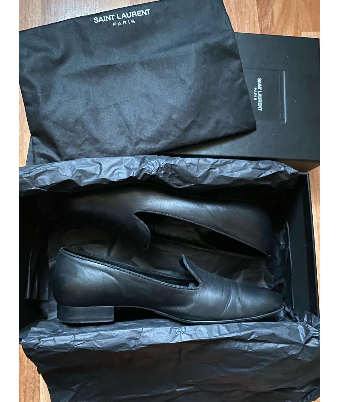 SAINT LAURENT Черные кожаные лоферы, фото 5