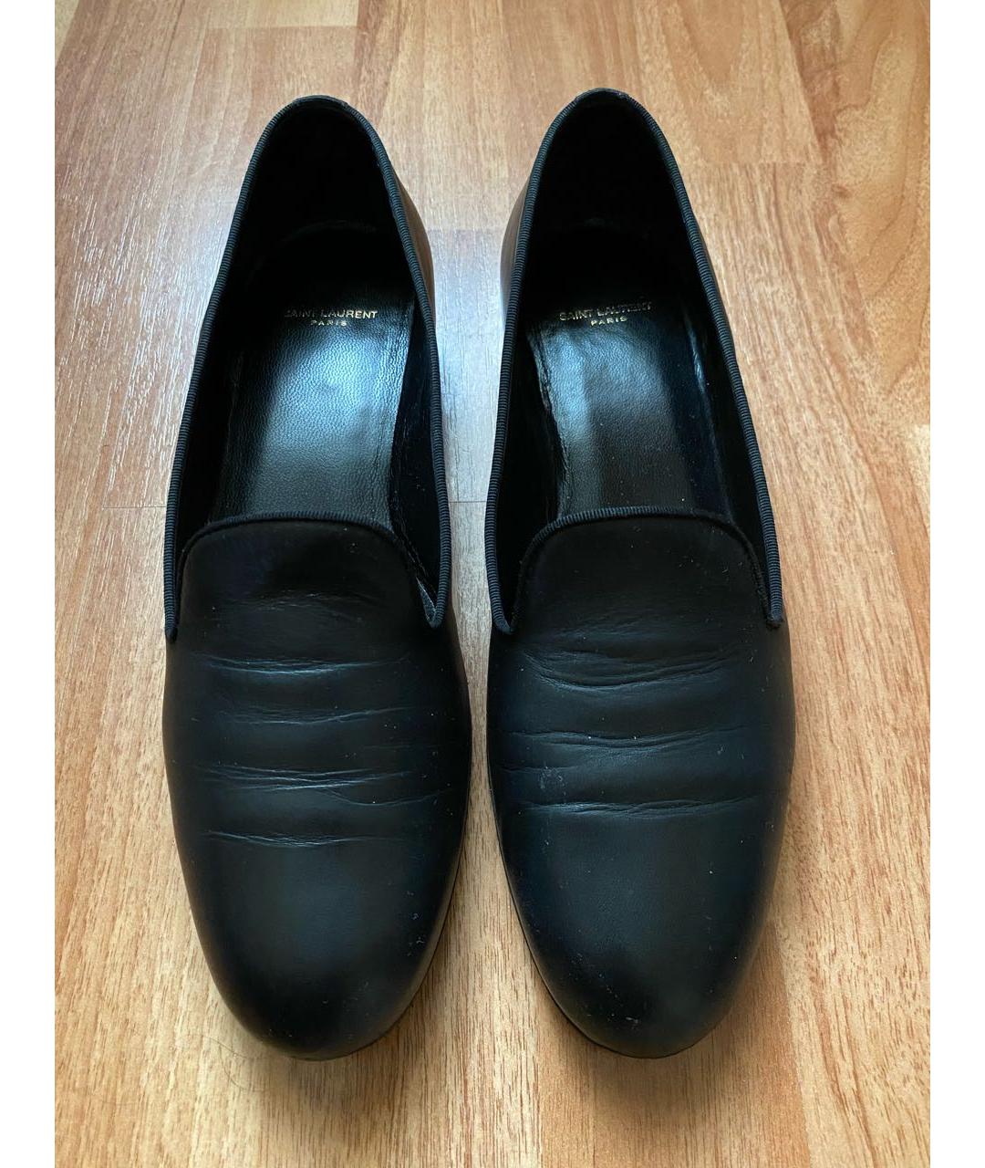 SAINT LAURENT Черные кожаные лоферы, фото 2