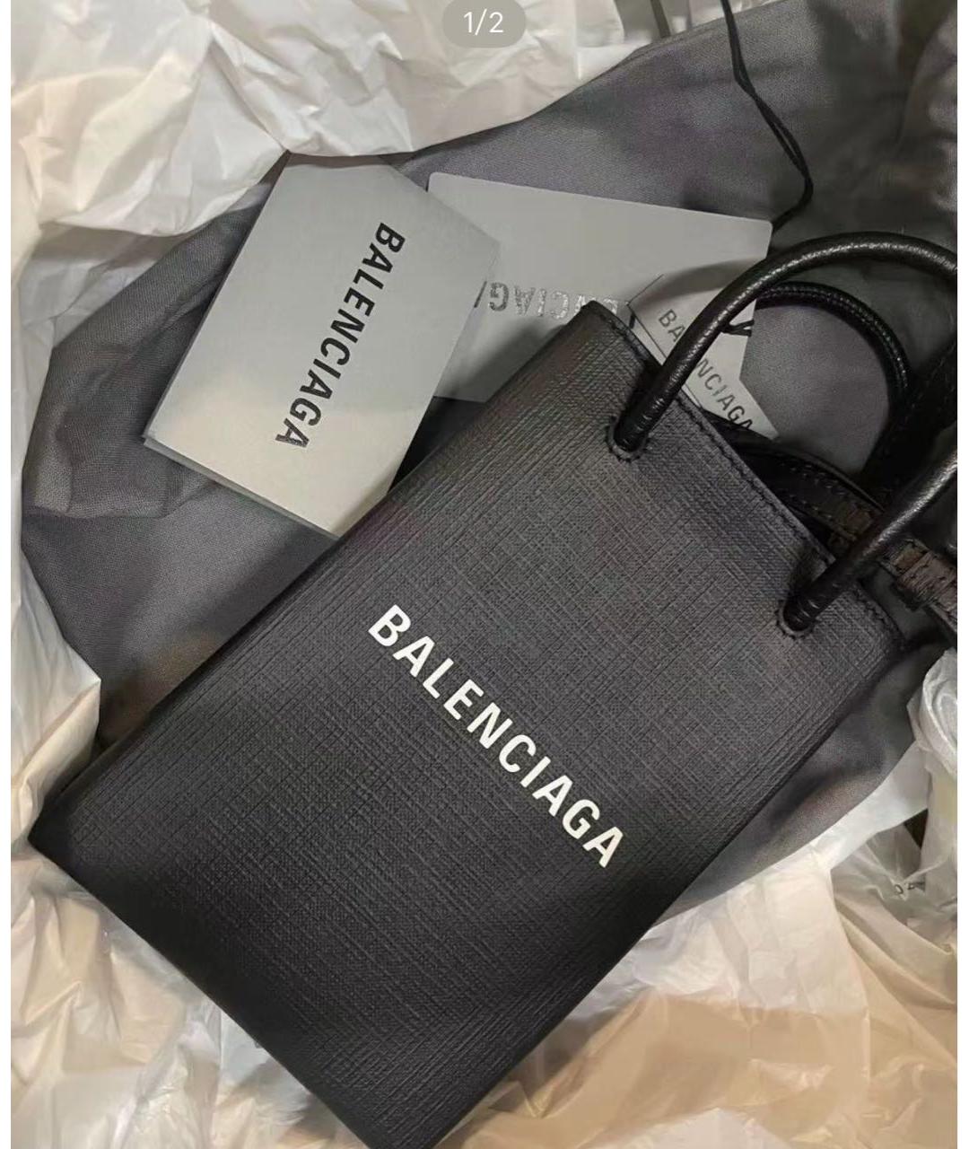 BALENCIAGA Черная кожаная сумка тоут, фото 2