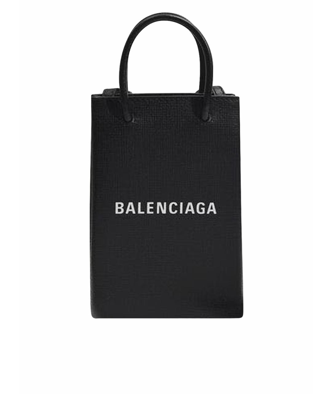 BALENCIAGA Черная кожаная сумка тоут, фото 1