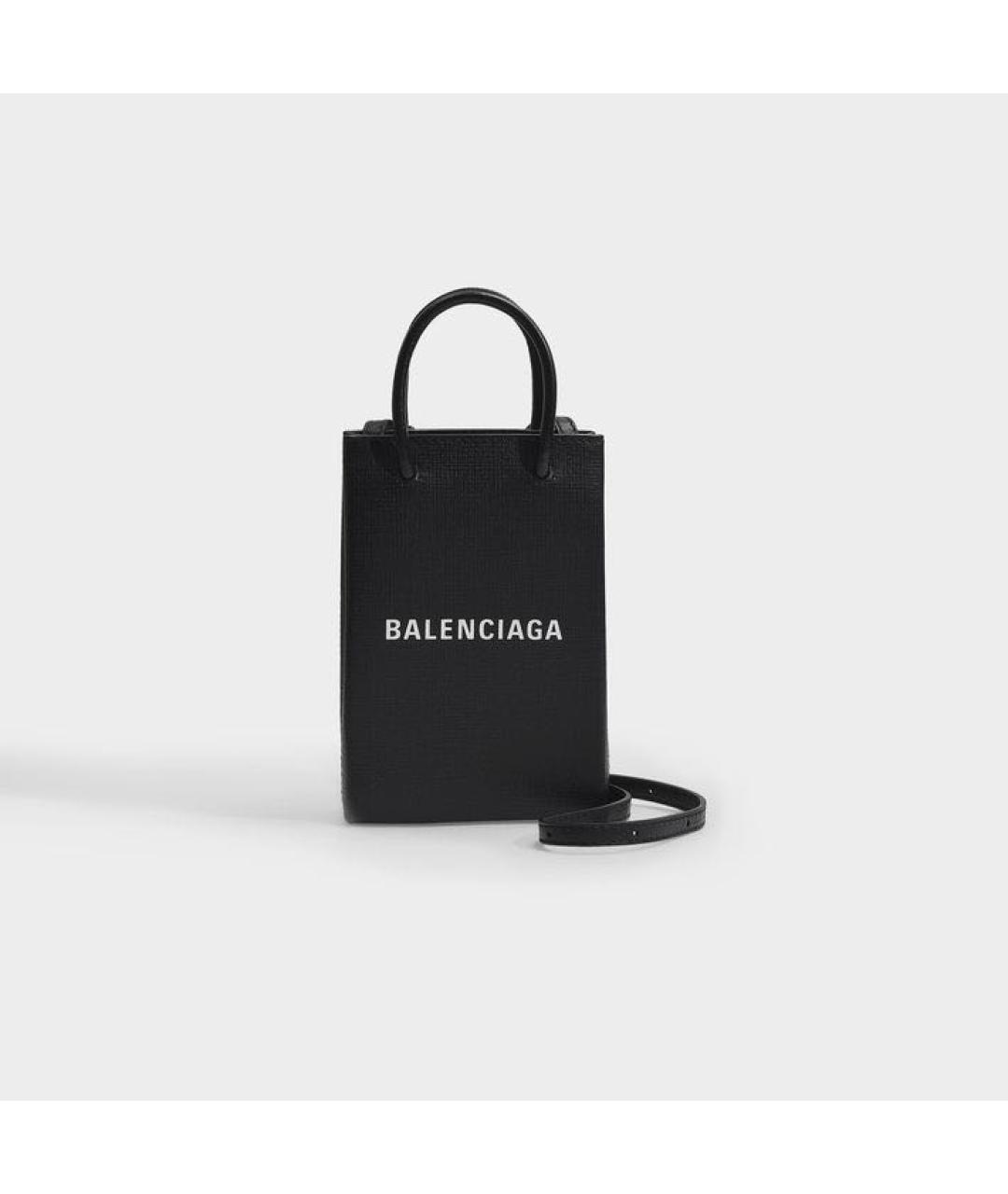 BALENCIAGA Черная кожаная сумка тоут, фото 4