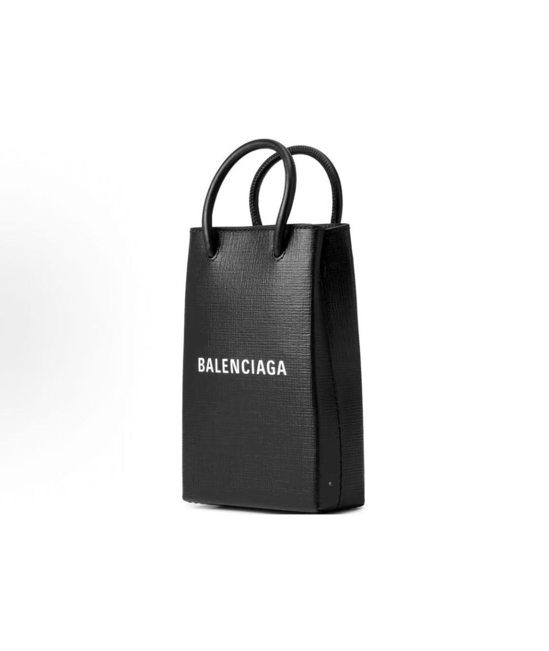 BALENCIAGA Черная кожаная сумка тоут, фото 3