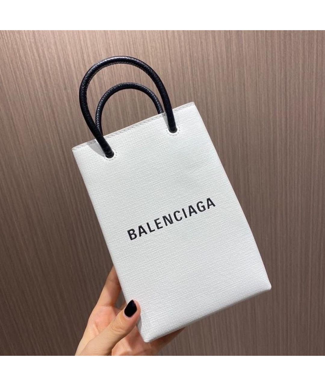BALENCIAGA Белая кожаная сумка тоут, фото 2