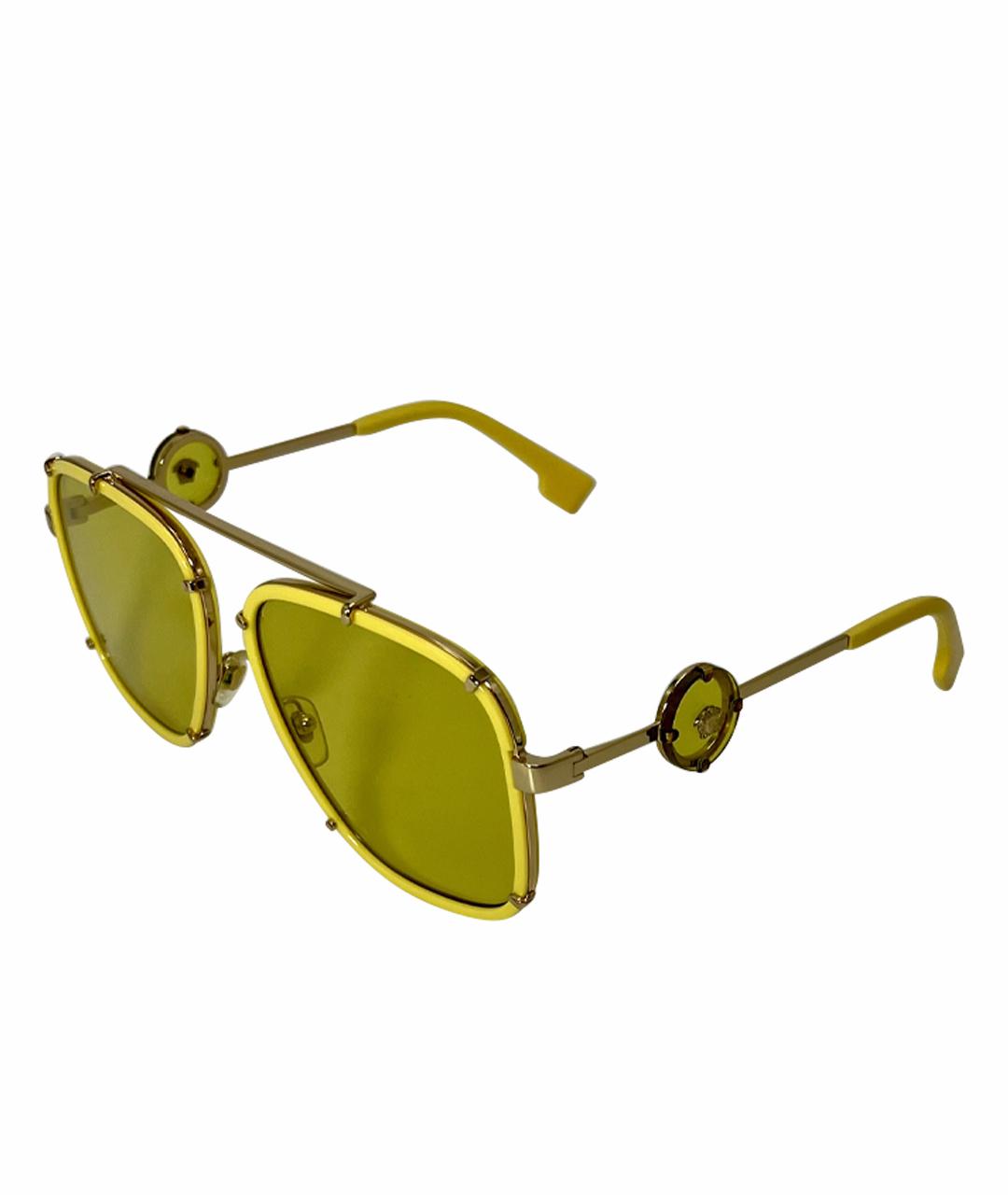 VERSACE VINTAGE Желтые металлические солнцезащитные очки, фото 1