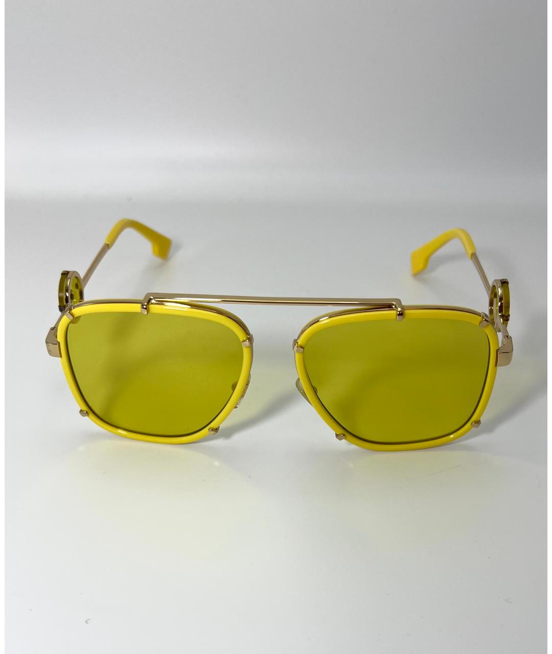 VERSACE VINTAGE Желтые металлические солнцезащитные очки, фото 2