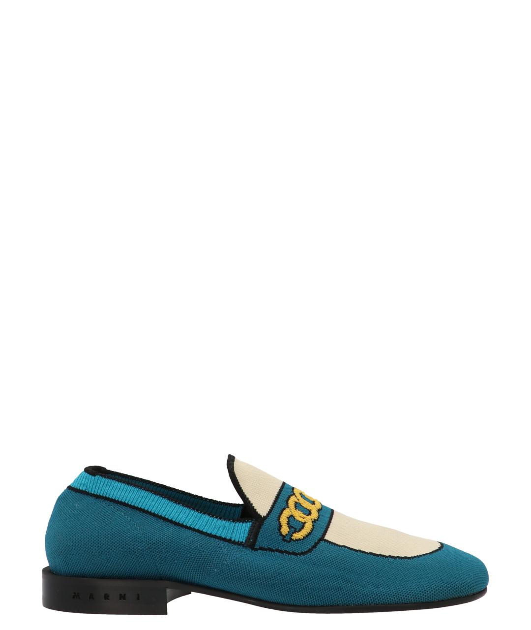 MARNI Бирюзовые текстильные лоферы, фото 1