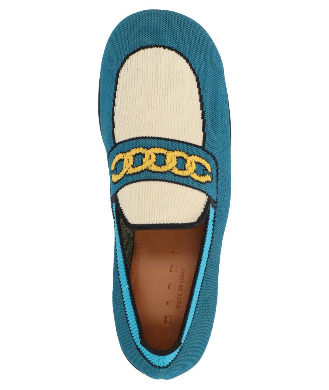 MARNI Бирюзовые текстильные лоферы, фото 3