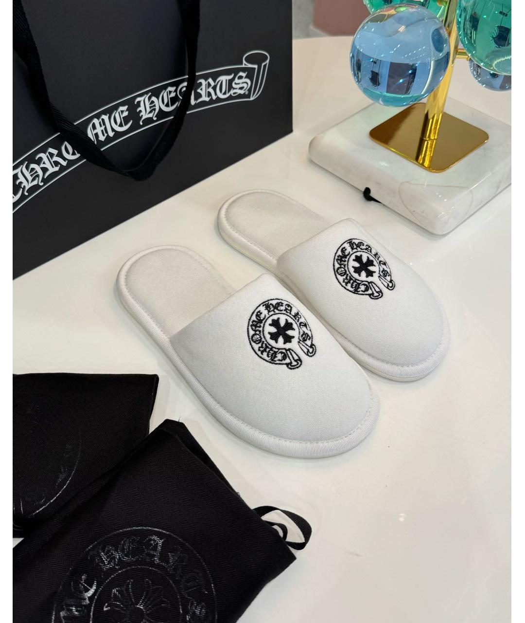 CHROME HEARTS Белые шлепанцы, фото 6