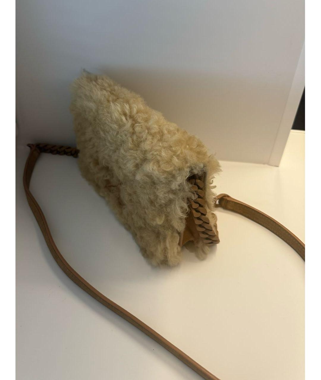 OFF-WHITE Бежевая меховая сумка через плечо, фото 2