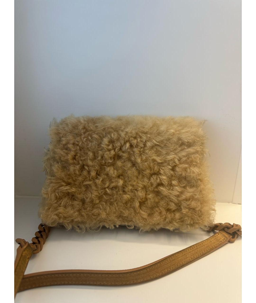 OFF-WHITE Бежевая меховая сумка через плечо, фото 3