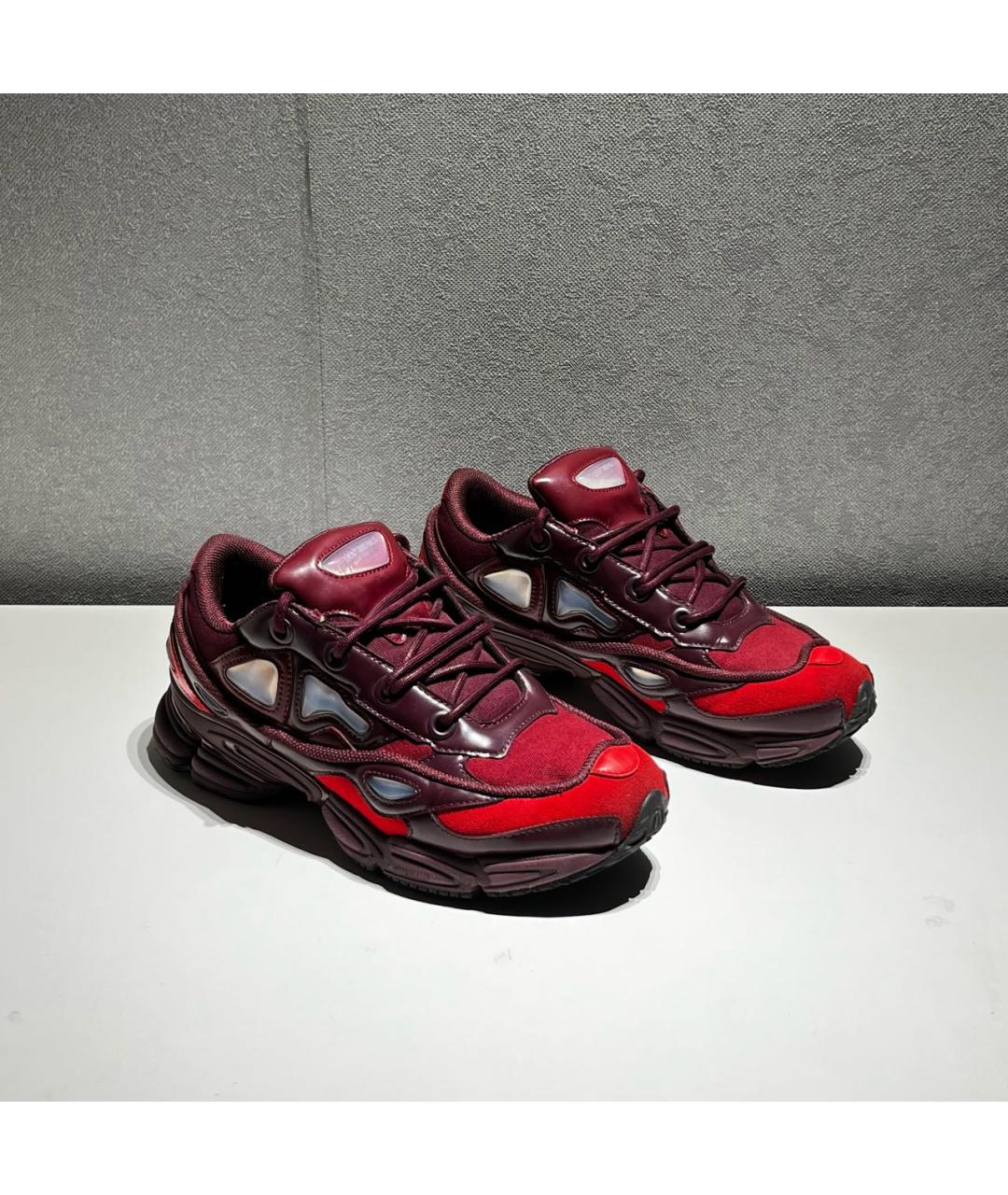 ADIDAS X RAF SIMONS Бордовые низкие кроссовки / кеды из искусственной кожи, фото 2