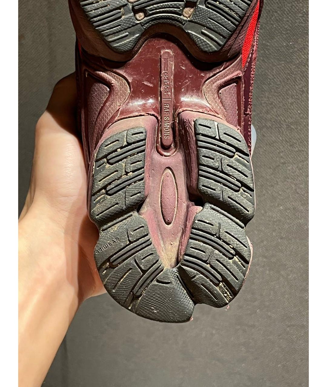 ADIDAS X RAF SIMONS Бордовые низкие кроссовки / кеды из искусственной кожи, фото 8