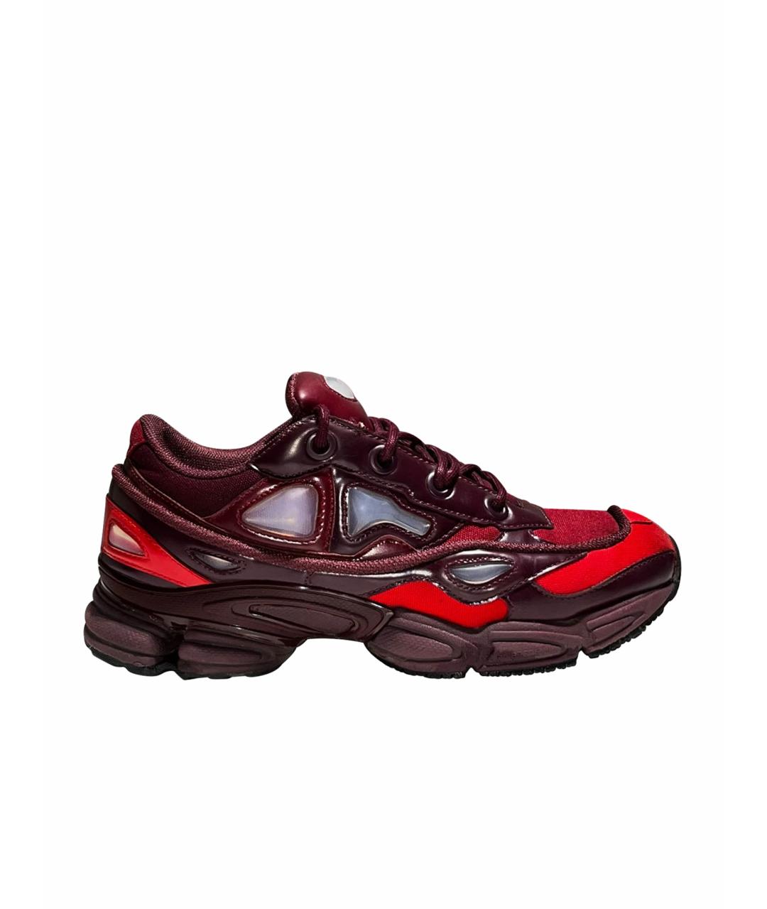 ADIDAS X RAF SIMONS Бордовые низкие кроссовки / кеды из искусственной кожи, фото 1