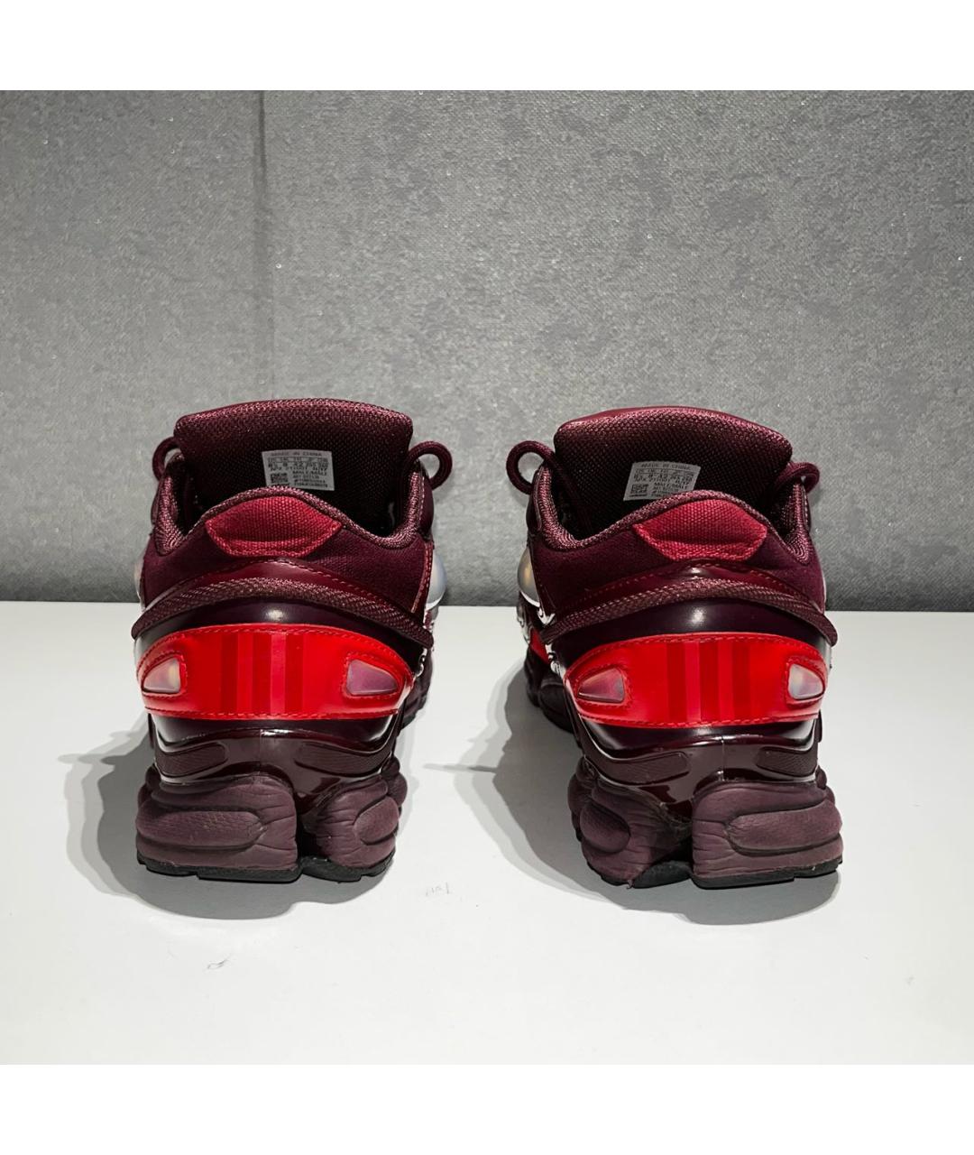 ADIDAS X RAF SIMONS Бордовые низкие кроссовки / кеды из искусственной кожи, фото 4