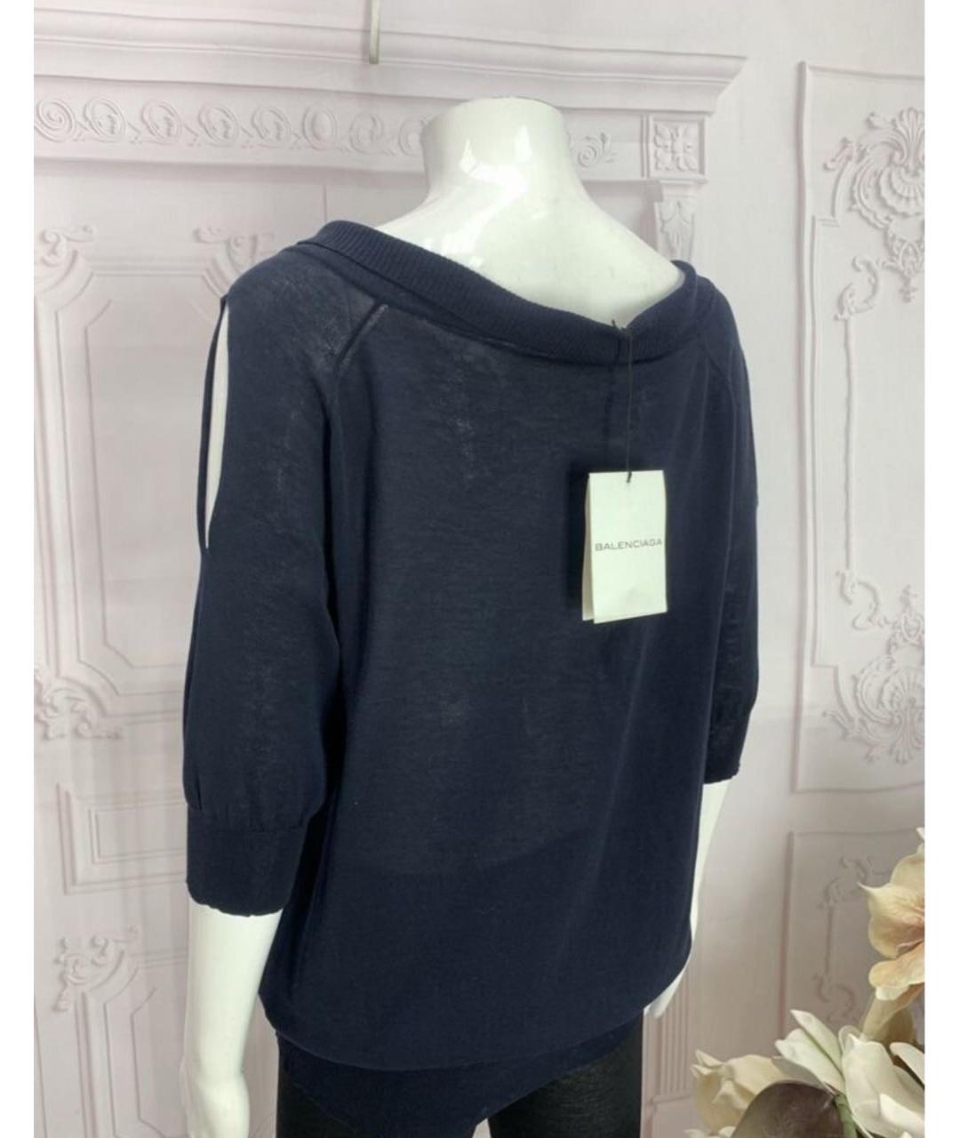 BALENCIAGA Темно-синий хлопковый джемпер / свитер, фото 2
