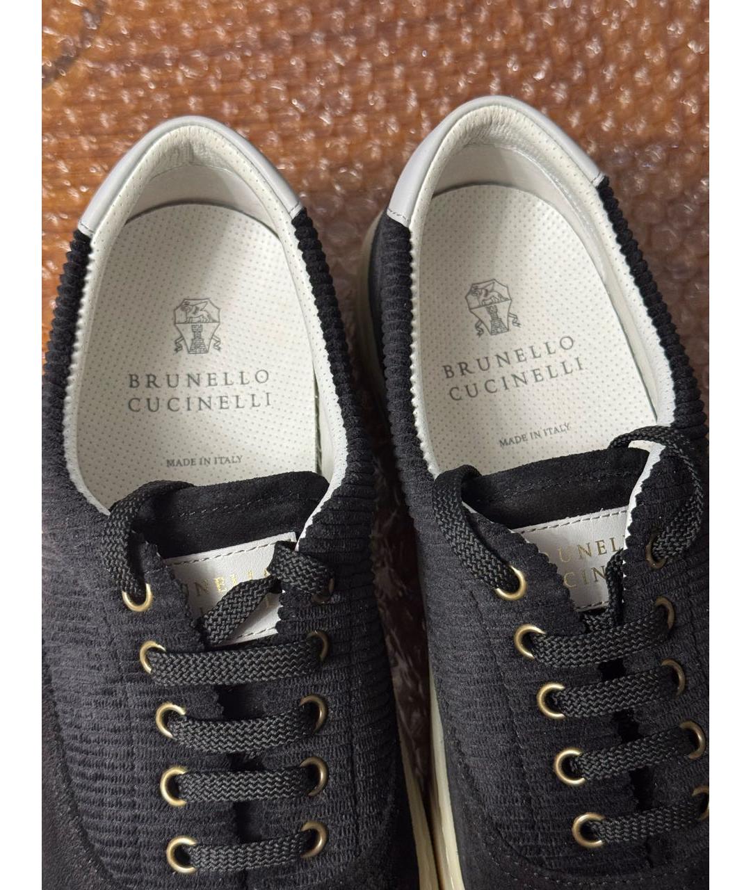 BRUNELLO CUCINELLI Черные замшевые низкие кроссовки / кеды, фото 2