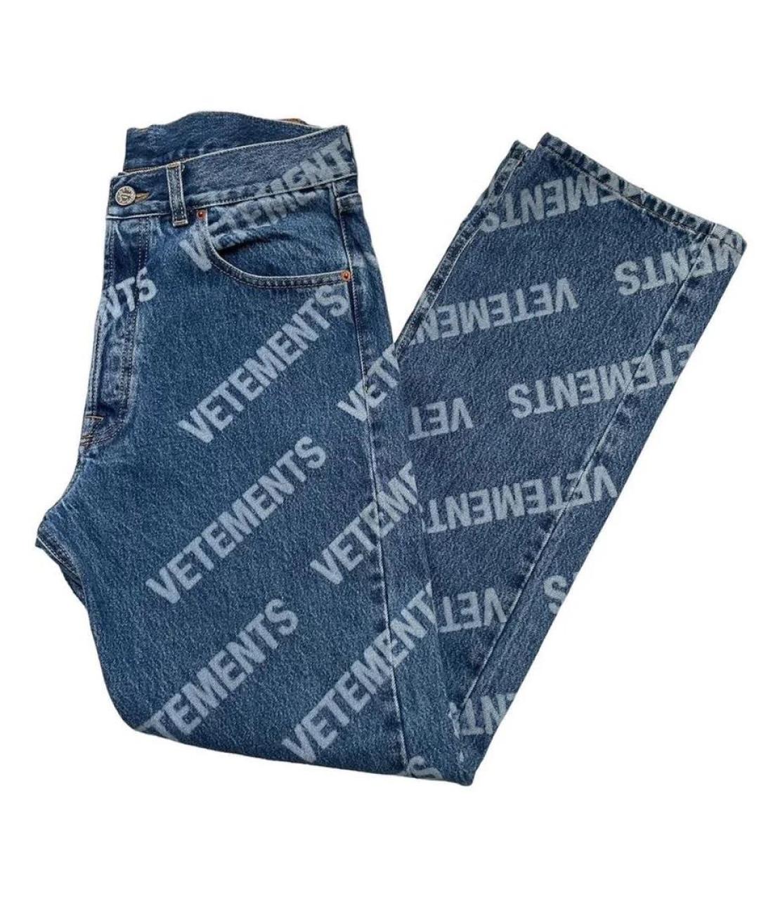 VETEMENTS Голубые хлопковые прямые джинсы, фото 8