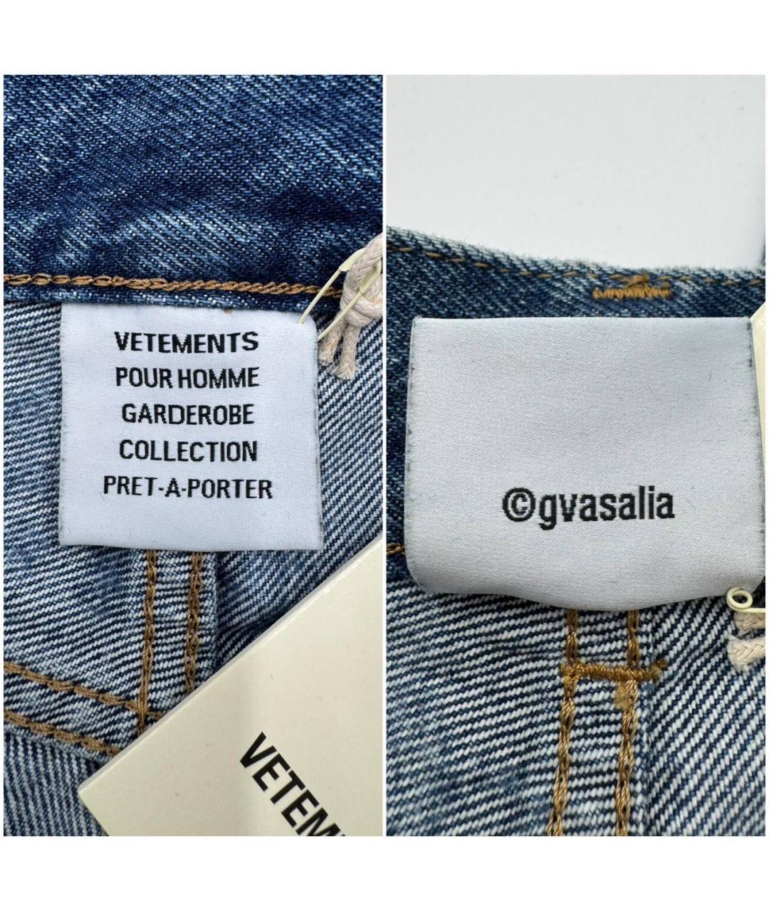 VETEMENTS Голубые хлопковые прямые джинсы, фото 6