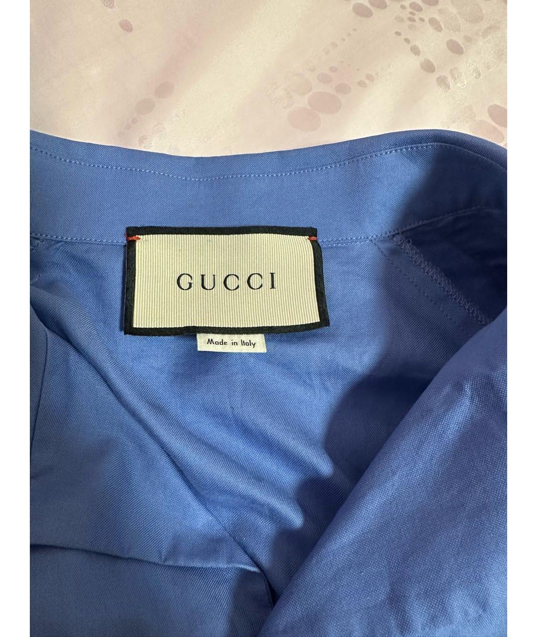 GUCCI Синяя хлопковая кэжуал рубашка, фото 3