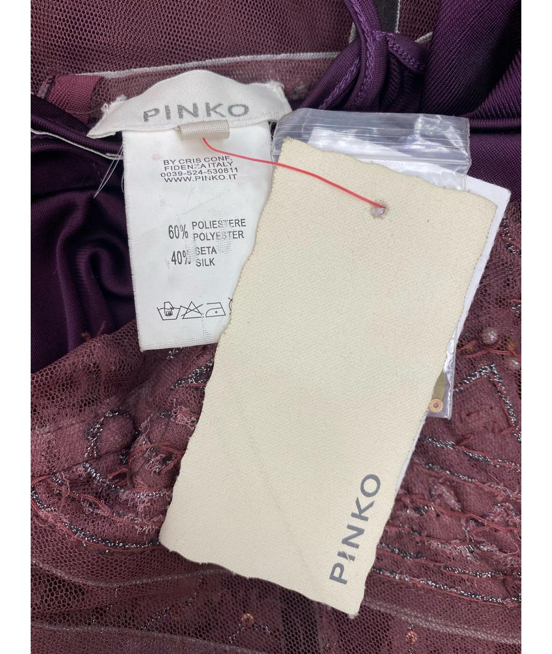 PINKO Бордовое полиэстеровое коктейльное платье, фото 7