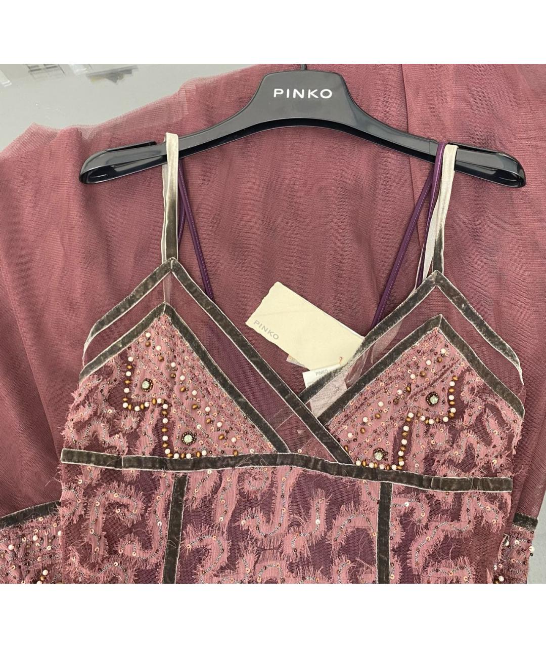 PINKO Бордовое полиэстеровое коктейльное платье, фото 3