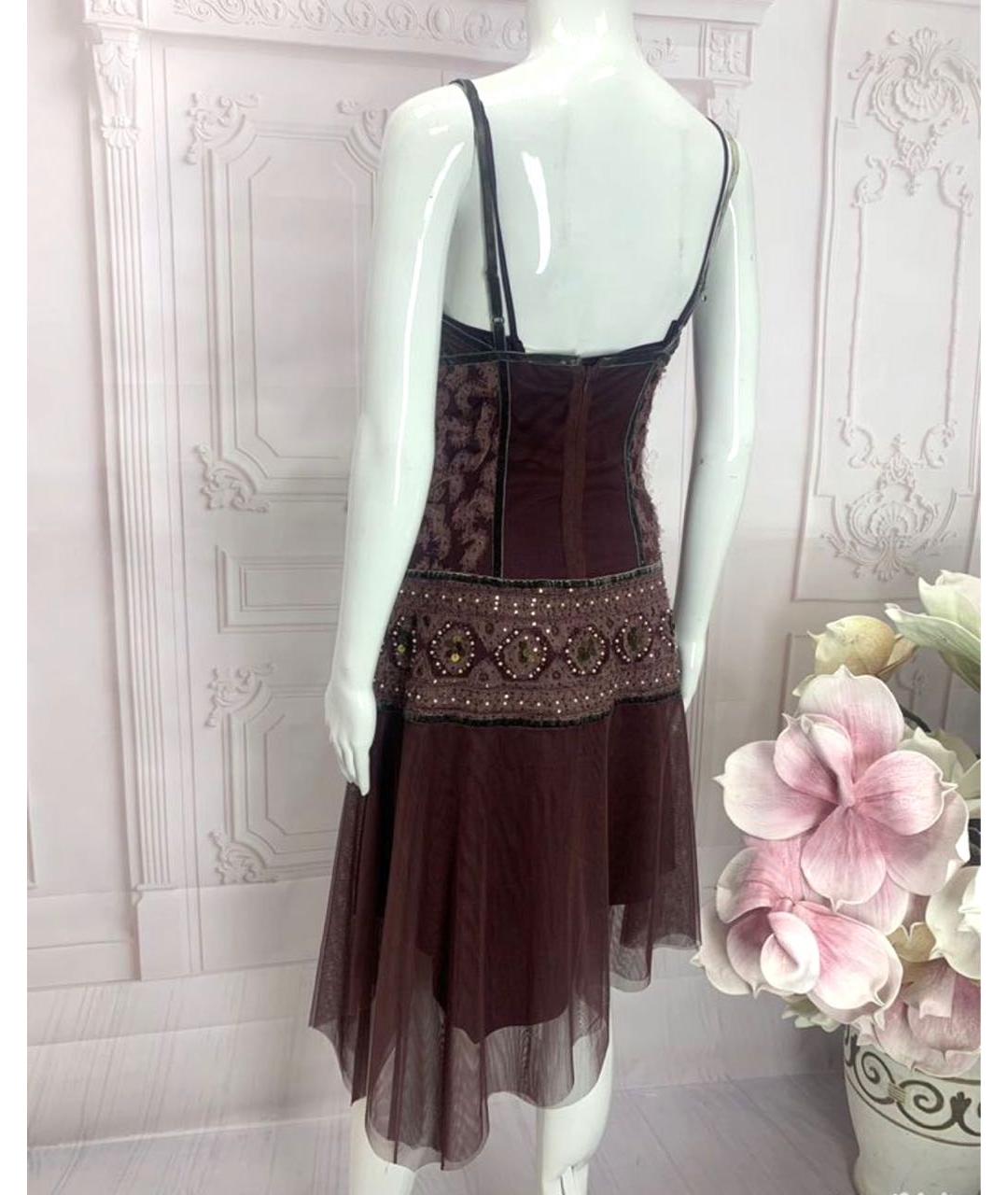 PINKO Бордовое полиэстеровое коктейльное платье, фото 2