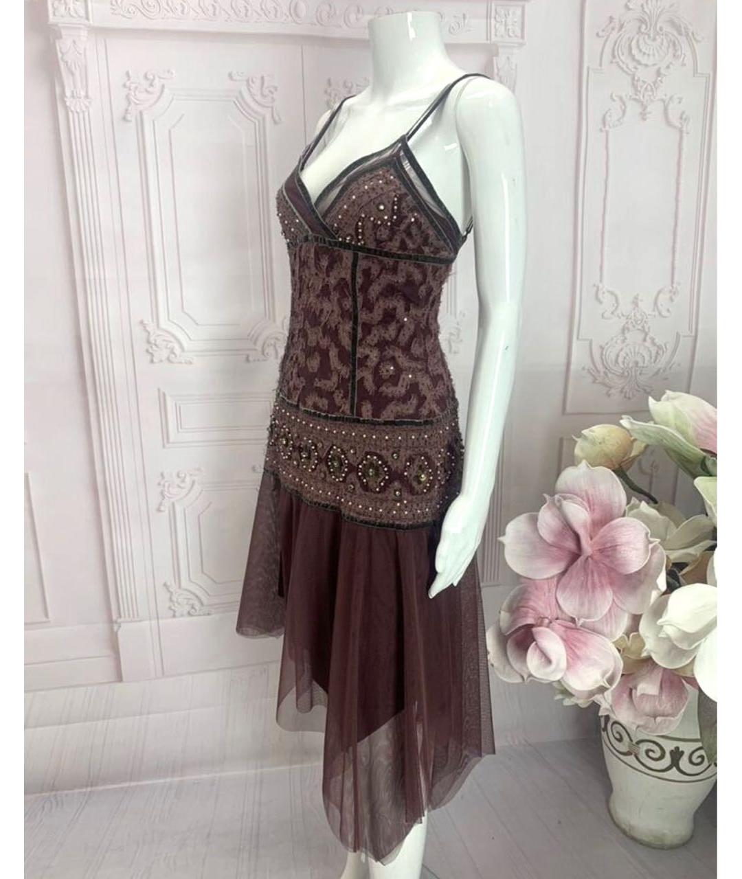 PINKO Бордовое полиэстеровое коктейльное платье, фото 6