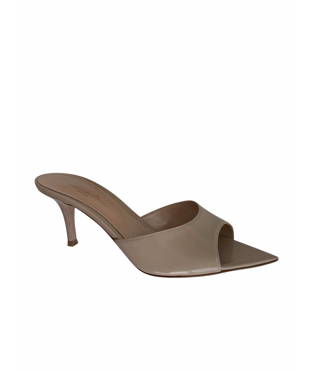 GIANVITO ROSSI Бежевые кожаные мюли, фото 1