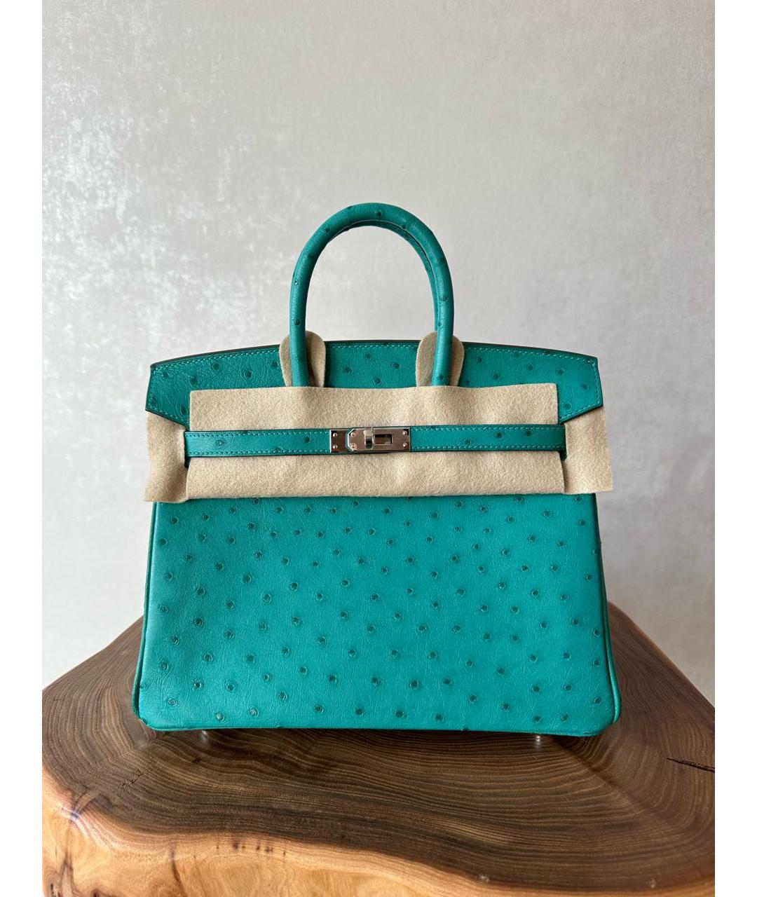 HERMES Бирюзовая сумка тоут из экзотической кожи, фото 7