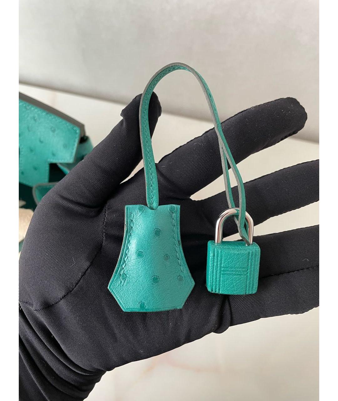 HERMES Бирюзовая сумка тоут из экзотической кожи, фото 6