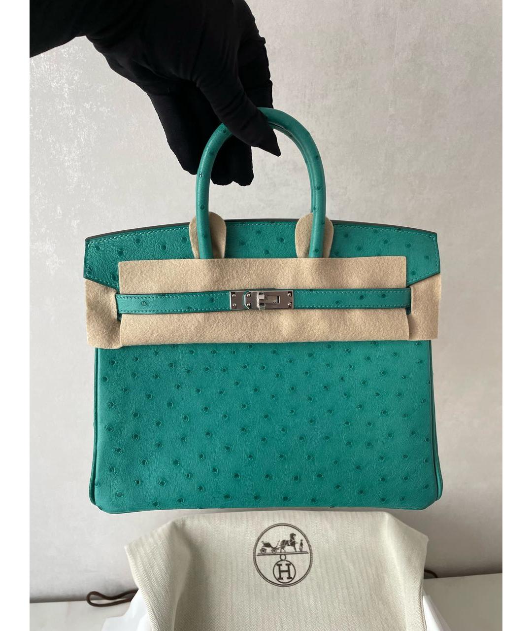 HERMES Бирюзовая сумка тоут из экзотической кожи, фото 2