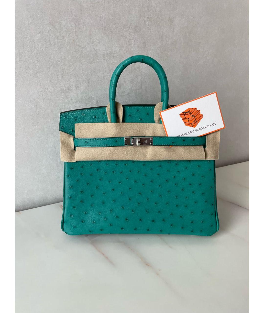 HERMES Бирюзовая сумка тоут из экзотической кожи, фото 5