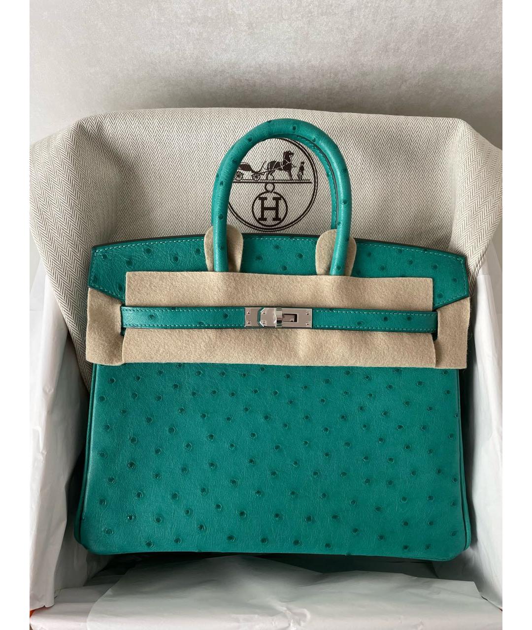 HERMES Бирюзовая сумка тоут из экзотической кожи, фото 4