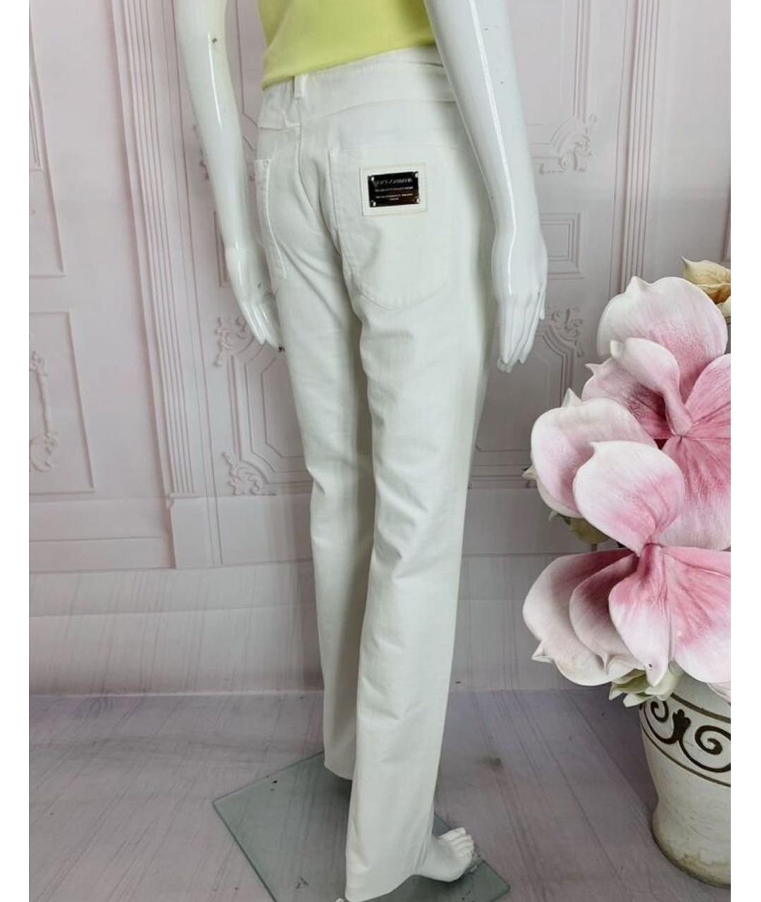 DOLCE&GABBANA Белые хлопковые прямые джинсы, фото 2