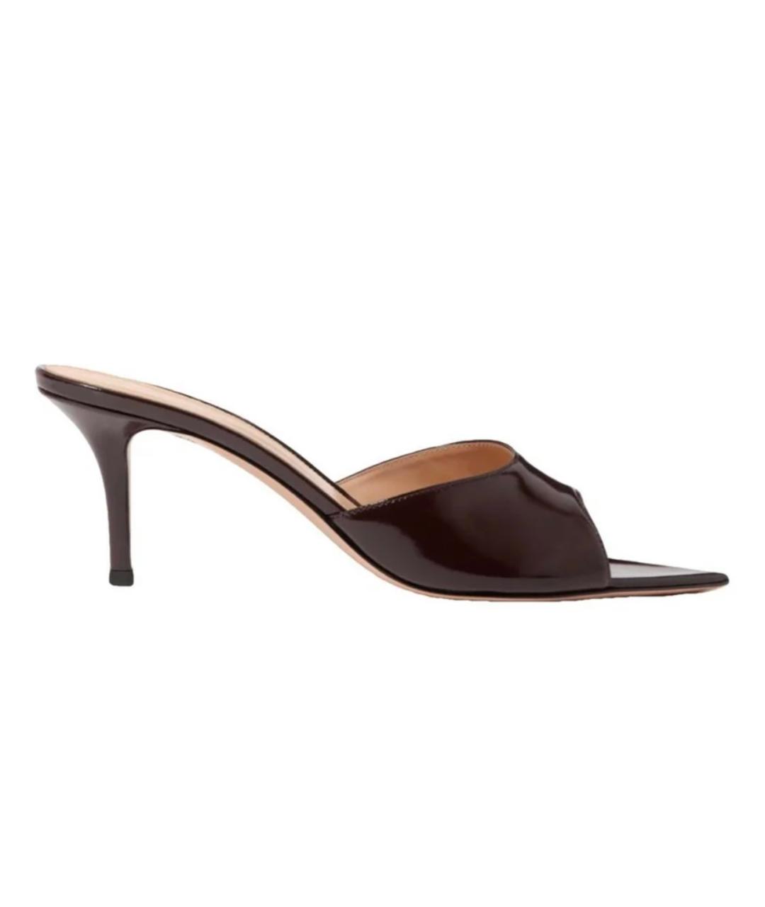 GIANVITO ROSSI Бордовые кожаные мюли, фото 1