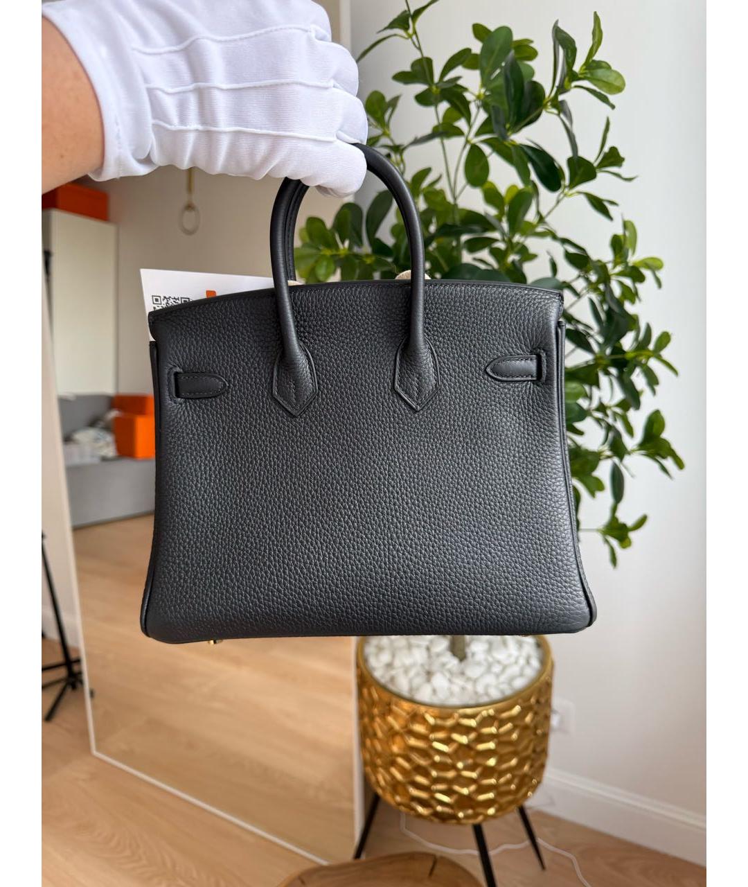 HERMES Черная кожаная сумка тоут, фото 4