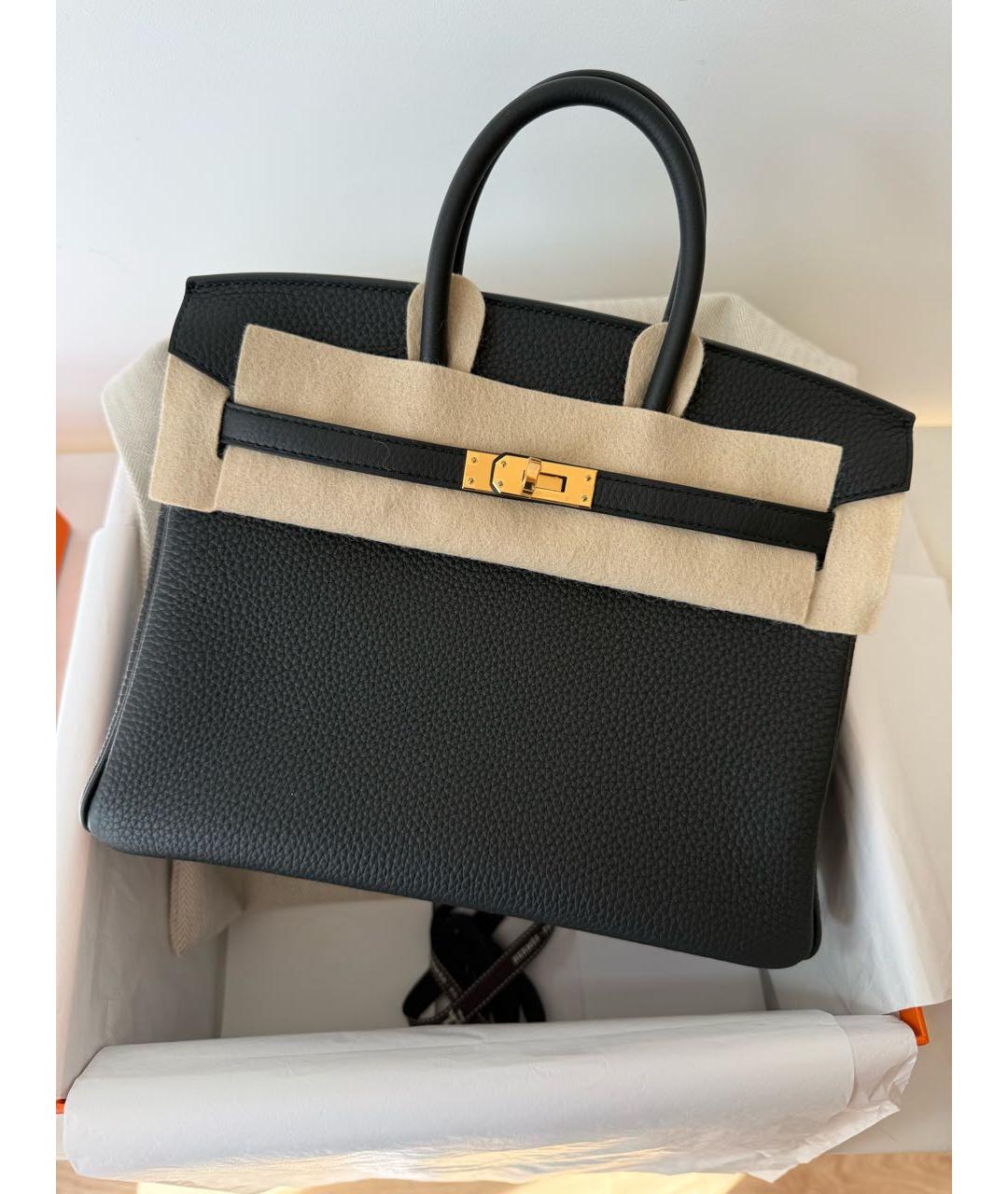 HERMES Черная кожаная сумка тоут, фото 2