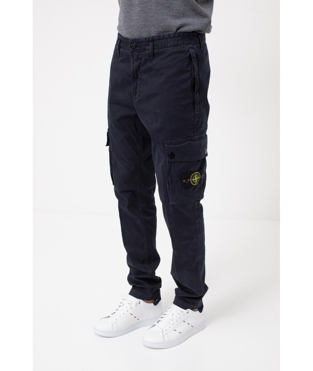 STONE ISLAND Темно-синие хлопковые повседневные брюки, фото 3