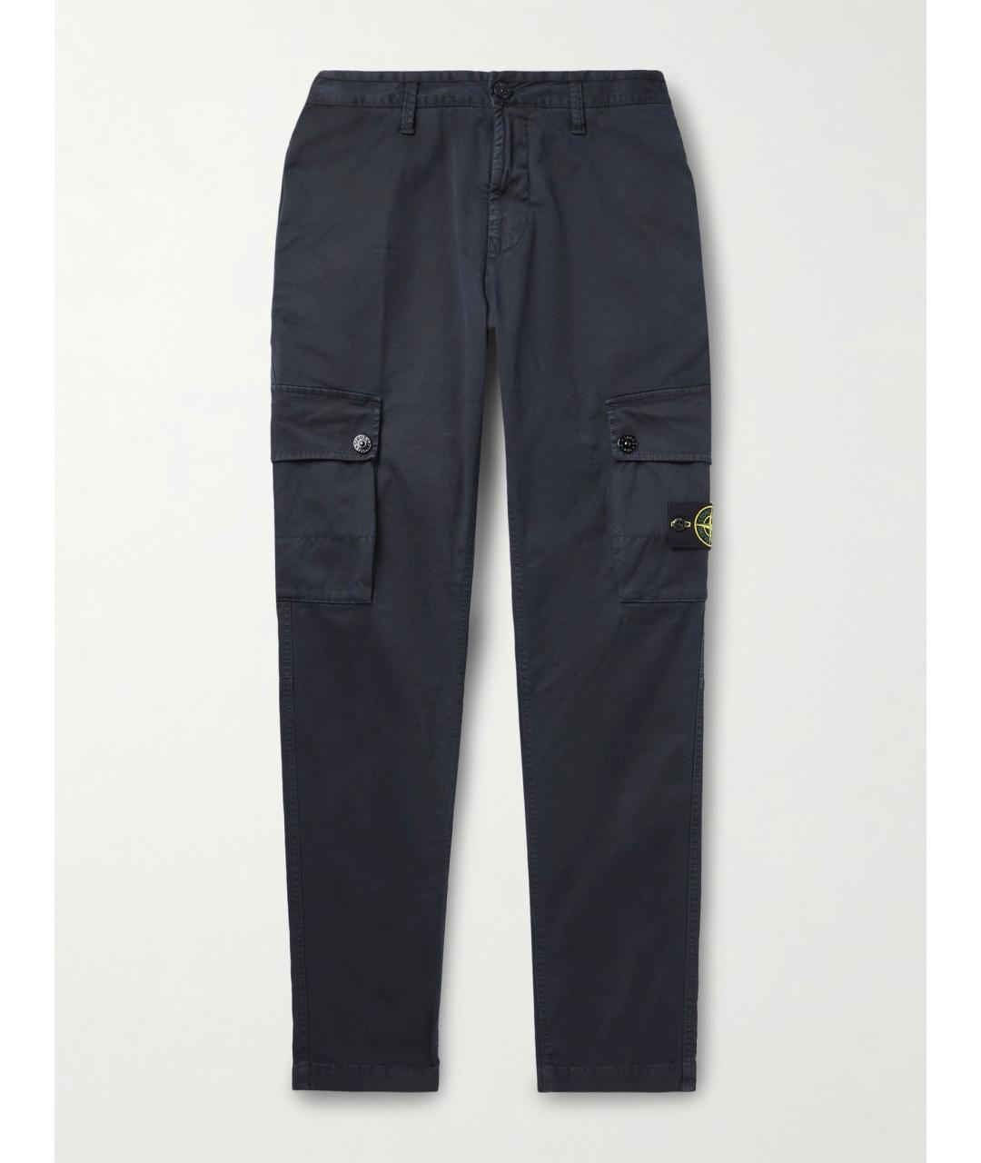 STONE ISLAND Темно-синие хлопковые повседневные брюки, фото 10