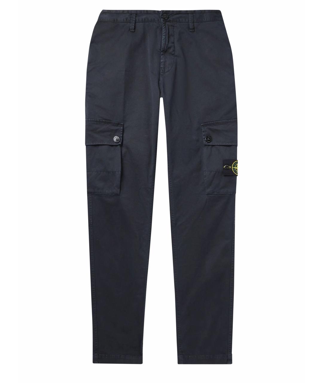 STONE ISLAND Темно-синие хлопковые повседневные брюки, фото 1