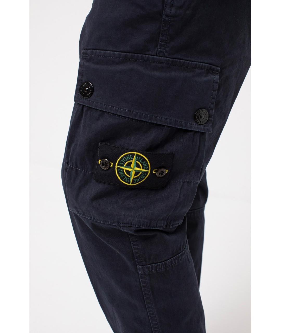 STONE ISLAND Темно-синие хлопковые повседневные брюки, фото 5